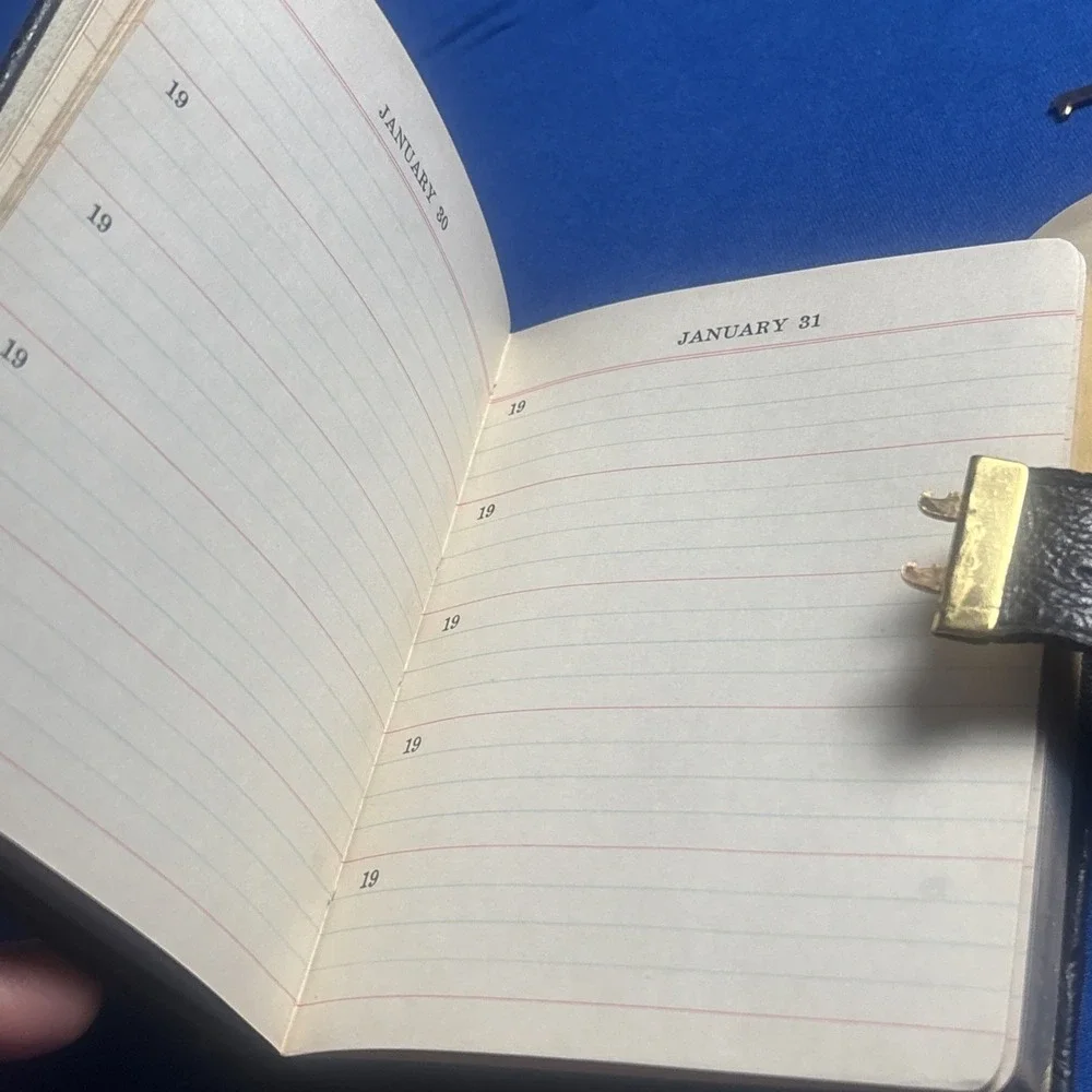 Vintage 1940s Five Year Diary Book Leather Cover Unused Antique Journal with Key